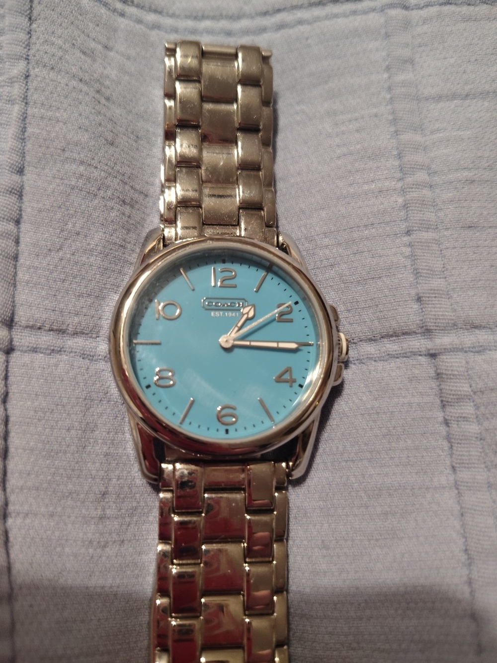 Coach Stainless Steel Watch with Turquoise Dial